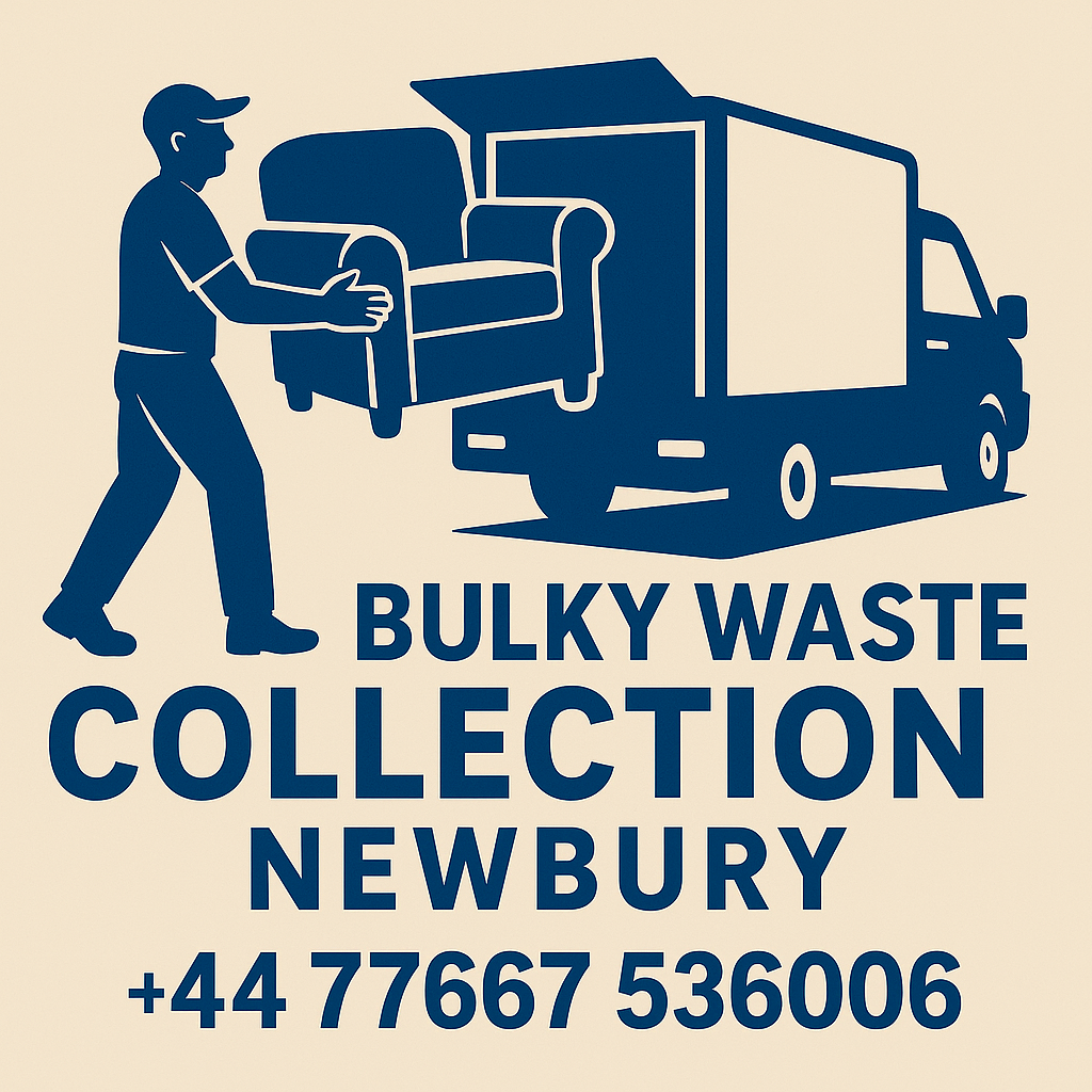 Bulky waste collection Newbury – professional rubbish removal team loading large household items into a van for disposal.