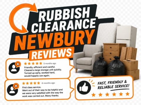 Rubbish clearance customer reviews showing five-star feedback for a friendly, reliable and professional service in Newbury.